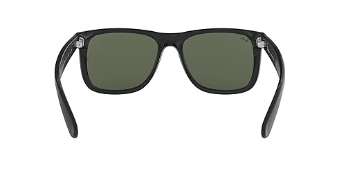 Ray-Ban RB4165 Justin Rectangular Sunglasses, Black/Dark Green, 55
