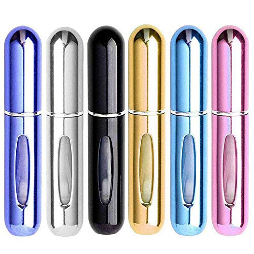 Beautychen 6 Pack 5ml Refillable Perfume Atomizer Spray Bottle Portable Mini Empty Easy to Fill Scent Aftershave Pump Case Travel Outgoing Purse Multicolor