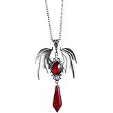 GIGB PBDK Dark Gothic Bat Pendant Necklace for Women,Vintage Black Red Crystal Statement Heart/Cross/Vampire Necklace,Mysterious Halloween Party Jewelry Accessories