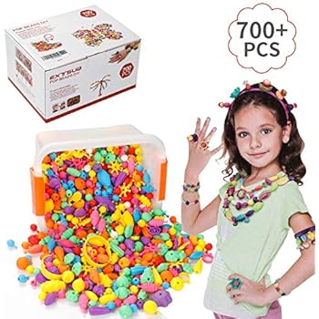 EXTSUD Pop Beads Set 700PCS+ DIY Jewelry Set BPA Free Making Necklace, Bracelet, Hairband and Ring Pop Snap Beads Set Creativity DIY Bead for Kids Girls Toddlers