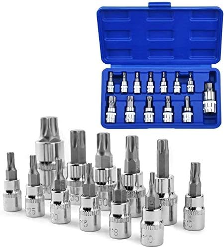 oumuik 13pcs Torx Sockets Star Socket Kit Hex Socket, Screwdriver Bit, Torx Bit