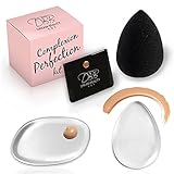 Dream Beauty Box - Beauty Sponge Blender & Silicone Makeup Sponge Kit - The Secret To Flawless Foundation - 2 Clear Makeup Applicator Sponges - 1 Black, Latex Free, Teardrop Shaped Blending Sponge