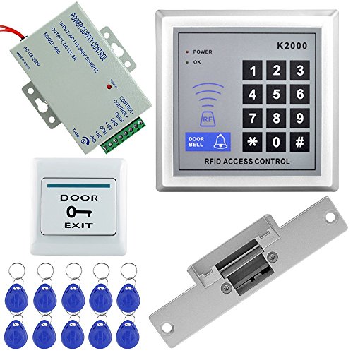 LIBO Full RFID Access Control System Kit Set Stand-Along Keypad with Electric Strike Lock DC12V 3A Power Supply Exit Button for Door Entry System - Thumbnail 7