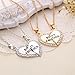 ZHUOTOP 2 Pcs Half Love Heart Couple Pendant Alloy Best Friends Necklace Friendship Gift Gold