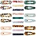 21Pcs Acrylic Resin Hair Clips Set,MASWATER Premium Acrylic Hair Barrettes,Fashion Geometric Marble Rectangle Clips Duckbill Alligator Clips for Women Ladies Hair accessories