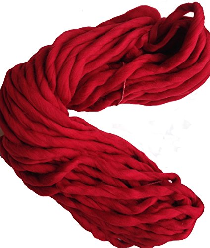 Wool Yarn Super Chunky Bulky Arm Knitting Wool Roving DIY Crochet (Red) - Thumbnail 2