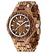 MEKU Mens Handmade Wooden Wrist Watch Quartz Natural Zebrawood Date Calendar Display Gifts