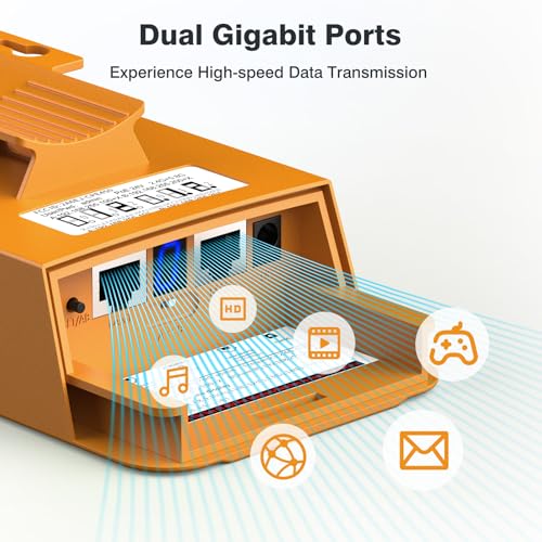 AdaLov Point to Point Wireless Bridge Outdoor CPE469, Gigabit Dual-Band 2.4/5.8GHz 3KM WiFi Bridge with Mounts, Extend Network to Garden Office, Garage, Barn & CCTV, Plug & Play, IP 65 Waterproof, PoE