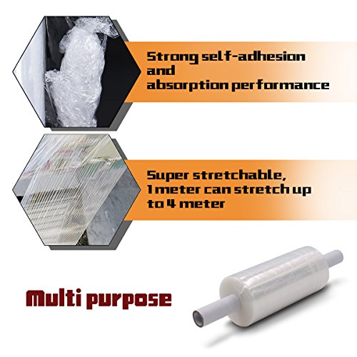 Industrial Strength Stretch Wrap Film with Handle for Pallet Wrap Moving Supplies Binding Wrap & Shrink Skid Wrap Film(9.8 inch x 853 feet) - Thumbnail 4