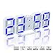 Evangel LED Digital Alarm Clock for Desk/Shelf/Tabletop, Modern Home Decoration 3D Wall Clock, Easy to Read at Night, Loud Alarm and Snooze, Big Digit Display (White Frame, Blue Light)