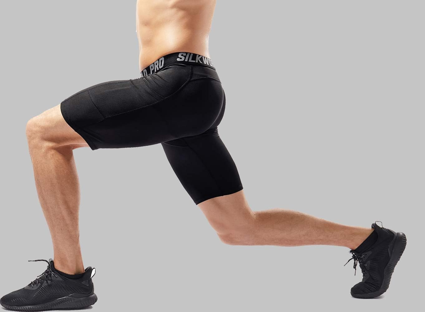 SILKWORLD Men's Compression Shorts Pockets Sports Running Tight: Clothing