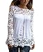 Women's White Lace Sleeve Chiffon Patchwork Shirt Fashion Blouse