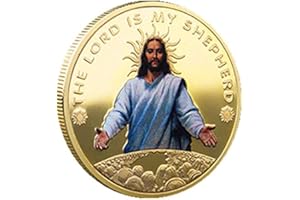WOOER Jesus God Commemorative Collection Coin,The Lord is My Shepherd (Gold)