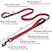 Dog Leash 6ft Long Traffic Padded Two Handle Heavy Duty Double Handles Lead for Training Control 2 Handle Leashes for Large Dogs or Medium Dogs Reflective Pet Leash Dual Handle Red