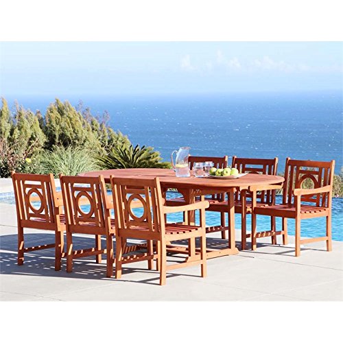 Vifah V1294SET15 7 Piece Renaissance Outdoor Wood Patio Dining Set