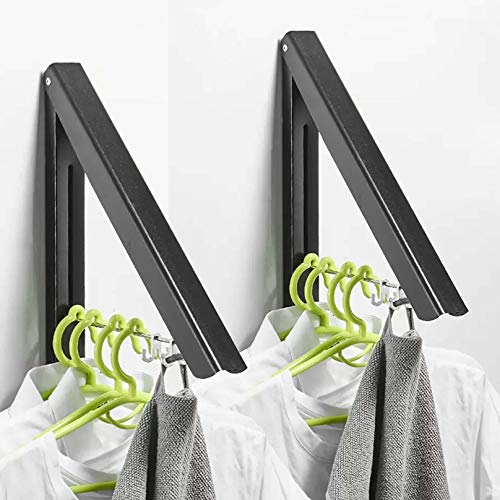 MISSMIN Black Retractable Clothes Rack Wall Mounted Folding