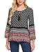 ELESOL Women Ethnic Style Printed Tunic Top Bohemian Neck Tie Loose Blouse Dress