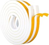 GUKOY Draught Excluder Self Adhesive Foam Tape 12mm x 12mm 4M White 2 Rolls