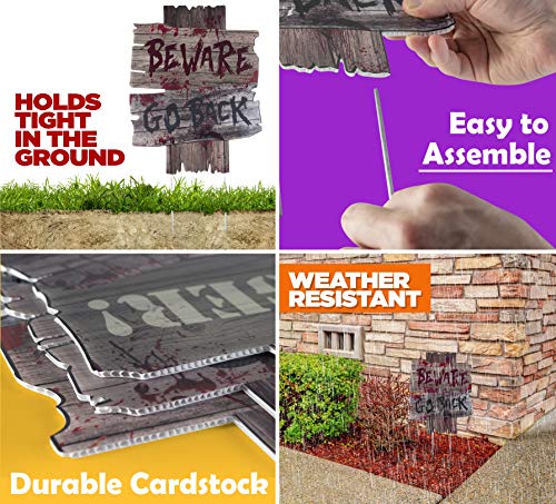 image for Prextex Halloween Outdoor Decorations Yard Signs with Metal Stakes for