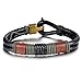 JOEYOUNG Fashion Jewelry Leather Bracelet Bangle for Men Black Fabric Genuine Leather Wristband Bangle