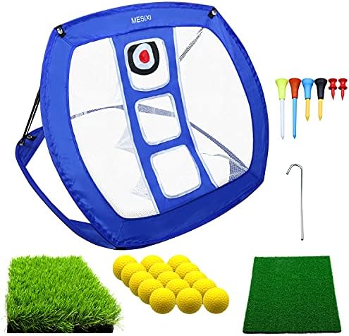 MESIXI Pop Up Golf Chipping Net | Perfect Golf Gifts for Men, Outdoor Indoor Putting Green Golfing Target Accessories Backyard Practice Swing Game with 15 Training Balls and Two Hitting Mats MESIXI Pop Up Golf Chipping Net | Perfect Golf Gifts for Men, Outdoor Indoor Putting Green Golfing Target Accessories Backyard Practice Swing Game with 15 Training Balls and Two Hitting Mats