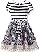 Rare Editions Girls' Little Girls' Gray / Ivory Stripe Bodice to Mix Print Knit Skirt Dress