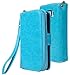 E LV Purse Case for Samsung Galaxy S6-2IN1 (CASE Cum Purse) PU Leather flip Wallet Bag Pouch Case Cover for Samsung Galaxy S6 - Turquise
