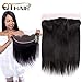 QTHAIR 10A Free Part 13x4 Ear to Ear Lace Frontal Closure Straight Hair 18 inch Brazilian Straight Hair Full Lace Closure Ear to Ear Natural Black Color no Bleached Knots