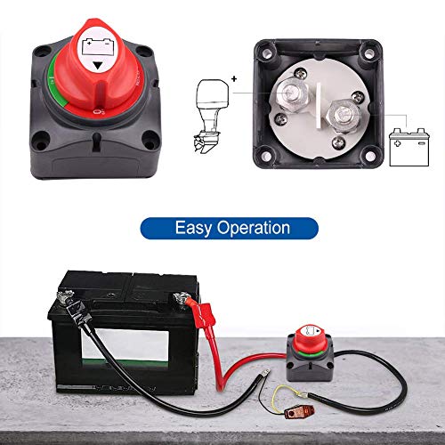 Battery Switch, 12V 24V 48V Battery Disconnect Master Cutoff Switch for