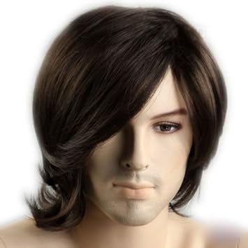Coolmedium Length Dark Brown Slight Curly Wave Side Swept Fringe