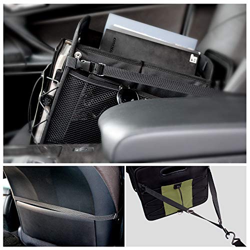 Car Trunk Organizer for SUV [3 Large Compartments] Collapsible Portable Non-Slip Bottom with Tie Down Straps (Green) - Thumbnail 6