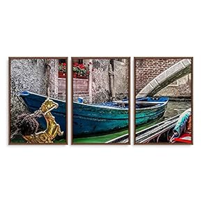 3 Piece Framed Canvas Wall Art for Living Room, Bedroom Italy City Landscape Canvas Prints for Modern Home Decoration Ready to Hang - 16"x24"x3 Panels