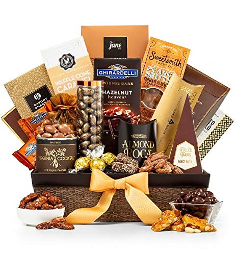 GiftTree Generous Nuts and Chocolate Gift Basket | Ghirardelli Chocolate, Assorted Nuts, Toffee Popcorn, Peanut Brittle & More | Perfect for Holidays, Christmas or Business Gift