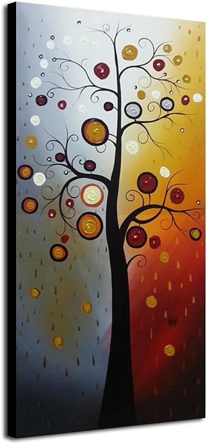 Paintings - Wieco Art Life Tree Large Floral Oil Paintings on Canvas Wall Art Ready to Hang for Living Room Bedroom Home Decorations Modern 100% Hand Painted Stretched and Framed Grace Abstract Flowers Artwork