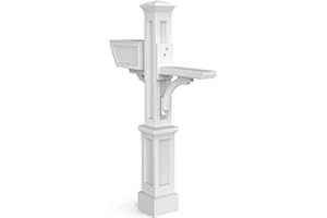 Mayne Inc. Westbrook Plus Mail Post - White - 40.5in L x 8in W x 56.5in H - Standard Post, Arm Plus & Planter (5830-W)