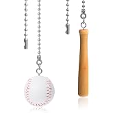 Yuanan 2Pcs Pull Chain Extension, Ceiling Fan Pull Chain with Baseball and Baseball Bats, 12 Inch Fixture Fan Pulls Chains Extension Decorative Ornaments for Fans Pulls and Light