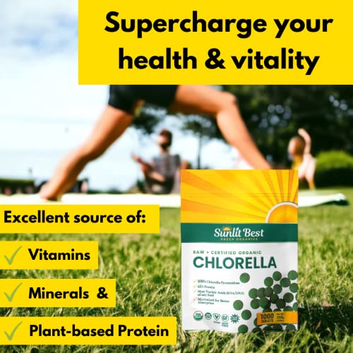 Sunlit Best USDA Organic Premium Chlorella Tablets 1000 Tabs 100