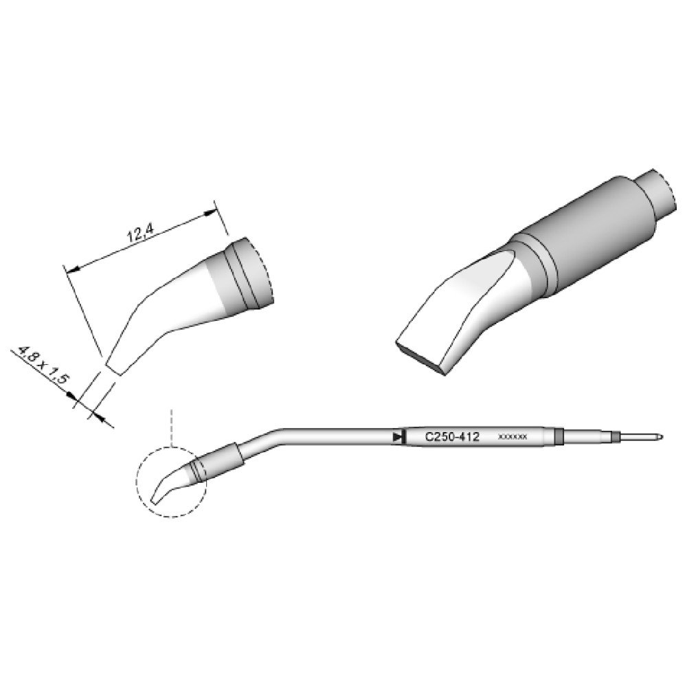 Jbc C250412 Soldering Tip for Aluminium 2 A, Chisel