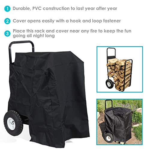 Sunnydaze Firewood Log Cart Carrier with Heavy Duty Waterproof Cover