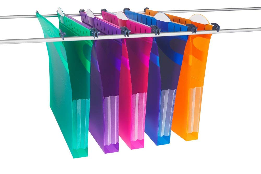 Rexel Multifile Extra 2102574 Pack of 10 Suspension Files 30mm/200 Sheets Assorted Colours Polypropylene (Assorted) Foolcap Not A4