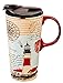 Cypress Home Ceramic Travel Mug with Gift Box, 17 ounces (Northeast Lighthouse)