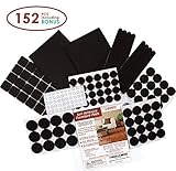 Premium Felt Furniture Pads Set - 152 pieces Including Bonus Rubber Noise Bumpers - Extra Adhesive Hardwood Floor Protectors, Felt Pads for Chair Legs - Black