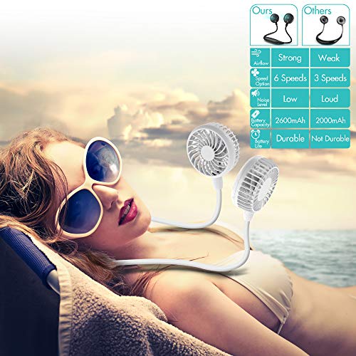AMACOOL Neck Fan 2600mah Battery Operated Neckband Fan HandFree