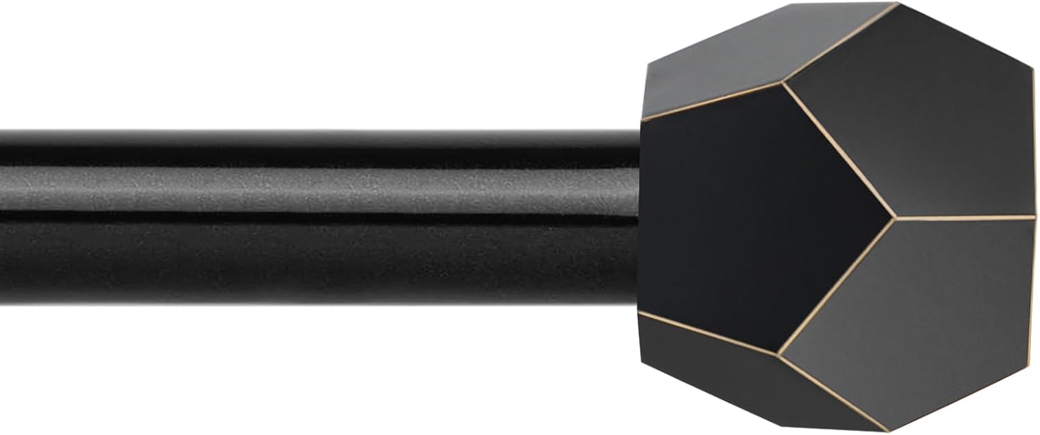 Window Treatment Hardware - TONIAL 3/4 Curtain Rods 32 to 58 Inch(2.6-4.8ft), Telescoping Splicing Drapery Rods for Windows 20 to 53 Inch(1.7-4.4ft), Decorative Single Rod with GeometricFinial, Black