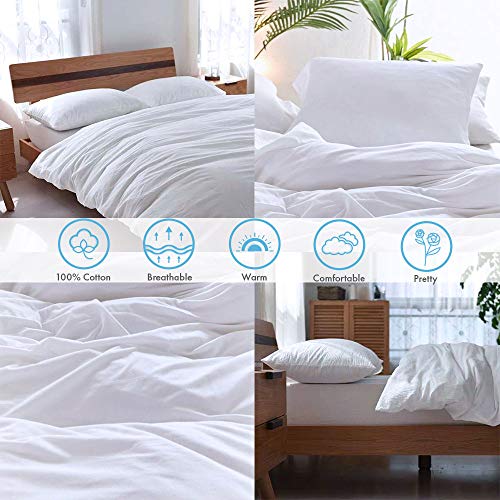 ATsense Duvet Cover King Size, 100 Washed Cotton Linen Feel Super Soft
