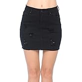 Wax Women's Juniors Casual Distressed A-Line Denim Short Skirt