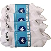 BOMBAS Women's Solids Ankle White Socks Medium (4 Pack)