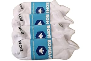 BOMBAS Women's Solids Ankle White Socks Medium (4 Pack)