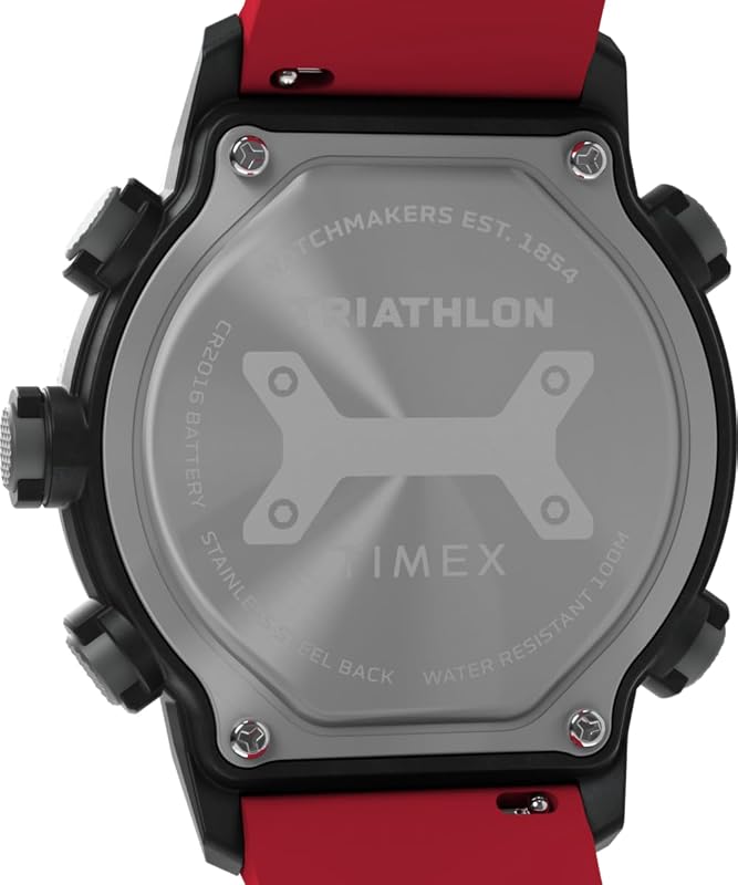Triathlon 200 Lap TW5M67000 - Orologio da uomo da 44 mm, cinturino in silicone nero con display digitale
