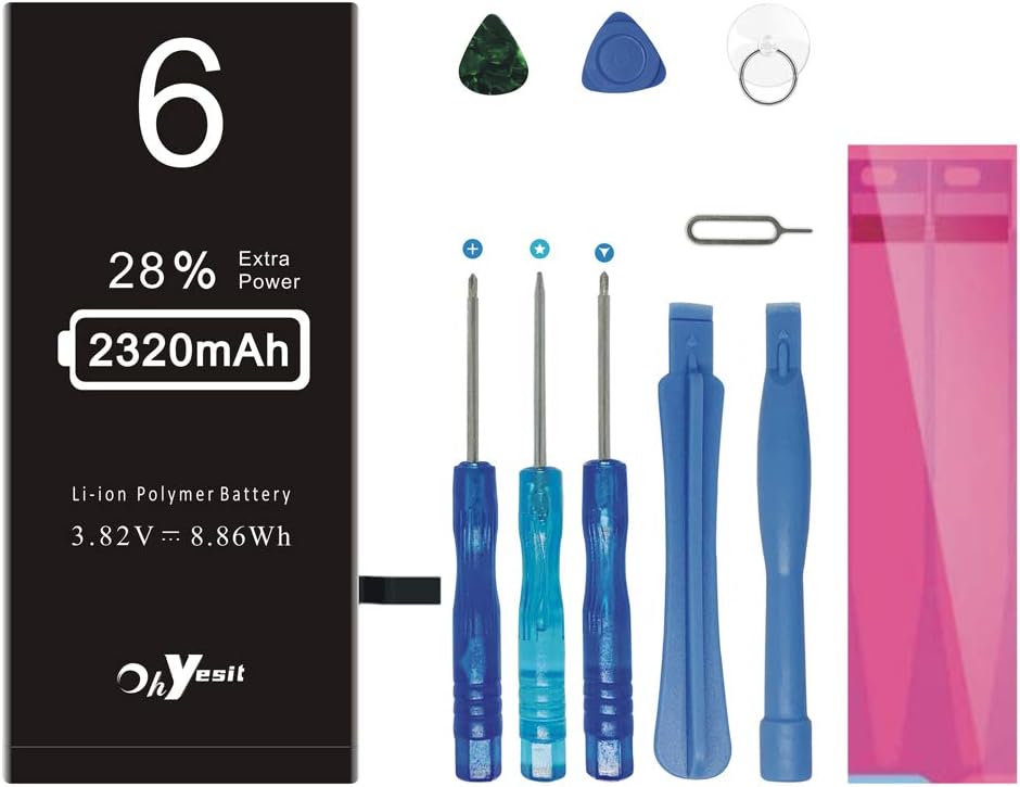 Battery for iPhone 6 2320mAh Upgraded Extended Capacity Battery Replacement Kit for iPhone 6 A1549 A1586 A1589 with Remove Tool Kit